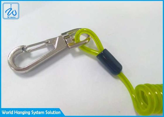 Custom Made Security Retractable Steel Cable Coil Lanyard With Plastic PU Elastic